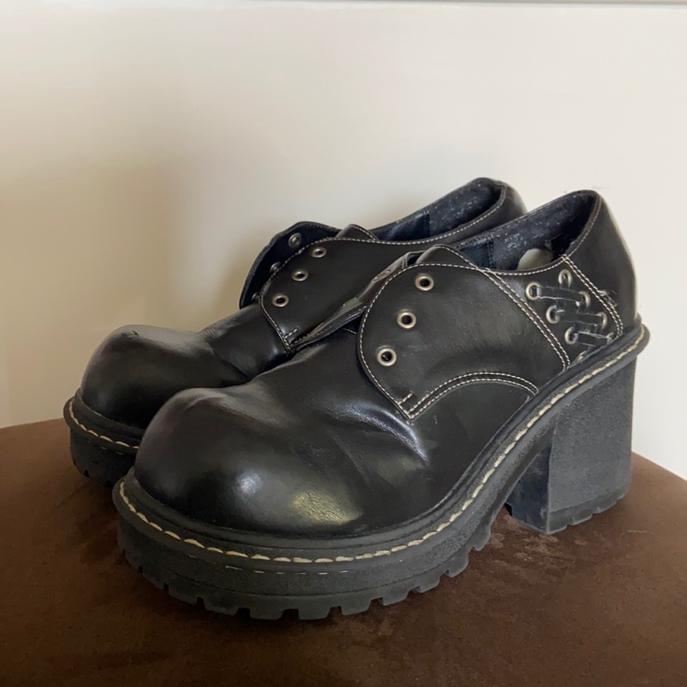 Black platform LEI loafers/Mary Jane shoes